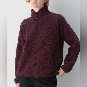 Aritzia TNA Polartec Zip Jacket Cardamon Deep Cherry Red Fleece XXS